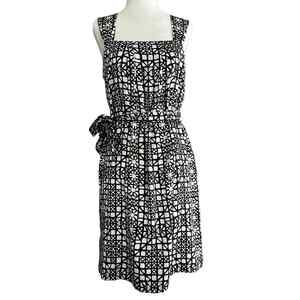 White House Black Market Silk Sheath Dress Black White Abstract Women's 2